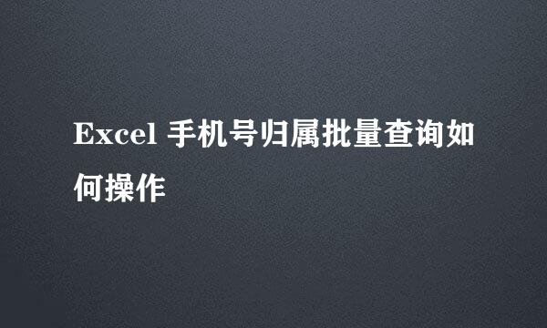 Excel 手机号归属批量查询如何操作