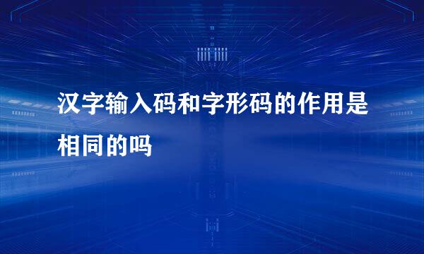 汉字输入码和字形码的作用是相同的吗