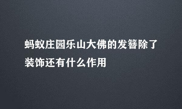 蚂蚁庄园乐山大佛的发簪除了装饰还有什么作用