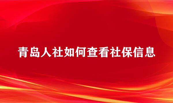 青岛人社如何查看社保信息