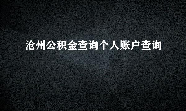 沧州公积金查询个人账户查询