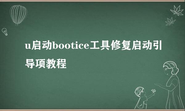 u启动bootice工具修复启动引导项教程