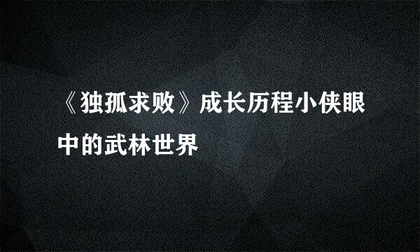 《独孤求败》成长历程小侠眼中的武林世界