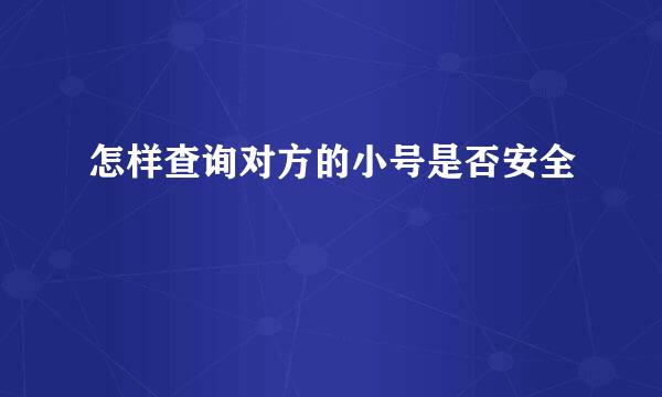 怎样查询对方的小号是否安全