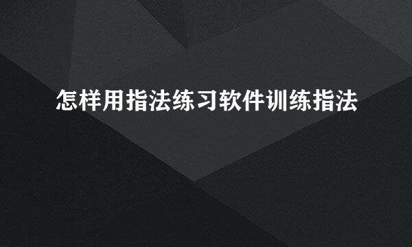 怎样用指法练习软件训练指法