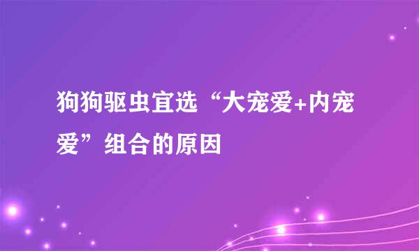 狗狗驱虫宜选“大宠爱+内宠爱”组合的原因