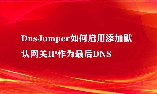 DnsJumper如何启用添加默认网关IP作为最后DNS