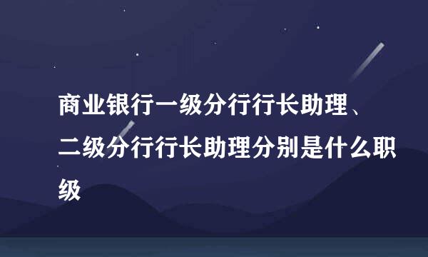 商业银行一级分行行长助理、二级分行行长助理分别是什么职级