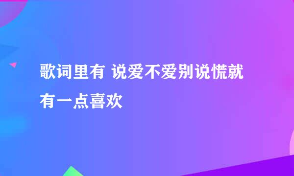 歌词里有 说爱不爱别说慌就有一点喜欢