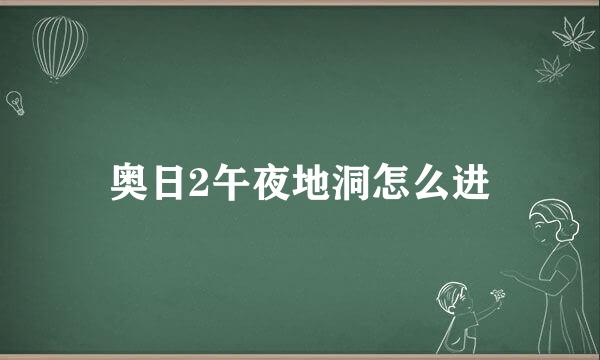 奥日2午夜地洞怎么进