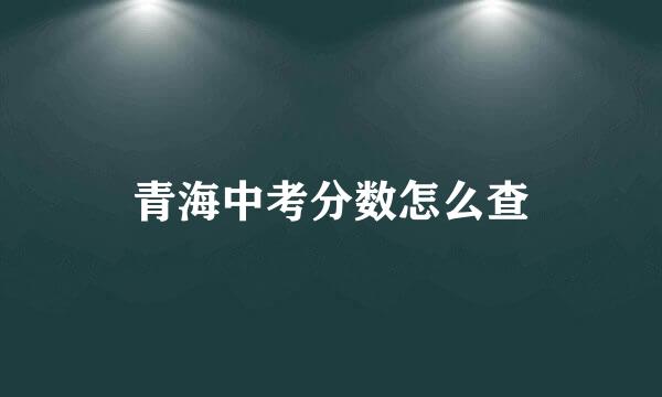 青海中考分数怎么查