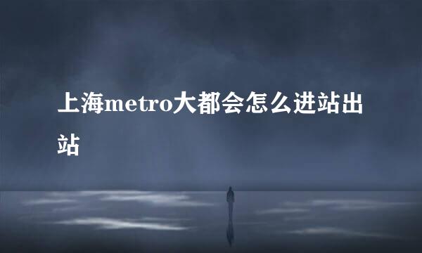 上海metro大都会怎么进站出站