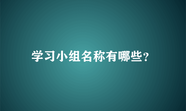 学习小组名称有哪些？