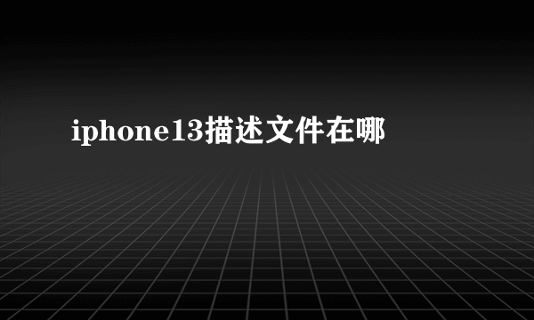 iphone13描述文件在哪