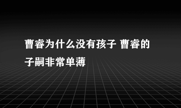 曹睿为什么没有孩子 曹睿的子嗣非常单薄