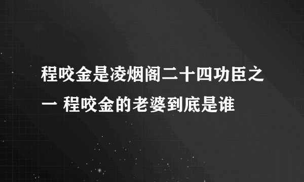 程咬金是凌烟阁二十四功臣之一 程咬金的老婆到底是谁