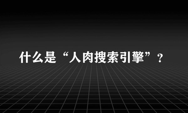 什么是“人肉搜索引擎”？