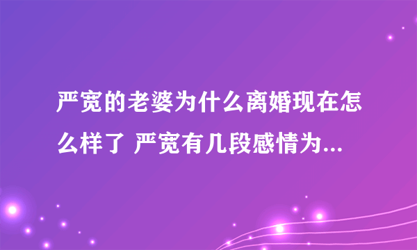 严宽的老婆为什么离婚现在怎么样了 严宽有几段感情为什么是渣男