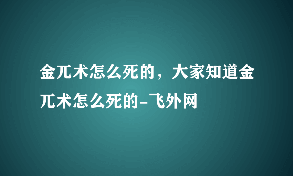 金兀术怎么死的，大家知道金兀术怎么死的-飞外网