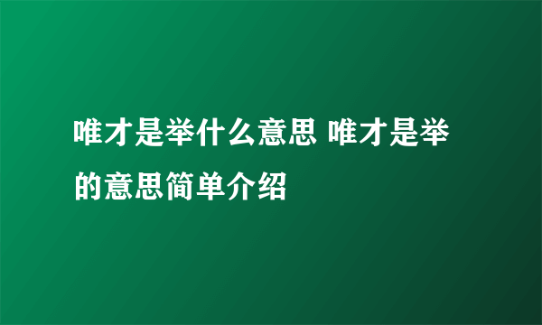 唯才是举什么意思 唯才是举的意思简单介绍