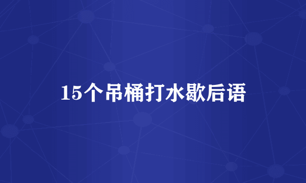 15个吊桶打水歇后语