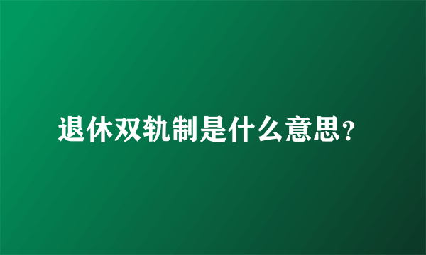 退休双轨制是什么意思？