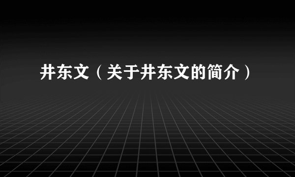 井东文（关于井东文的简介）