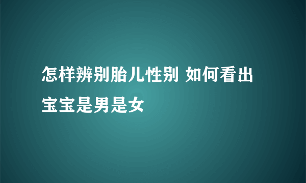 怎样辨别胎儿性别 如何看出宝宝是男是女