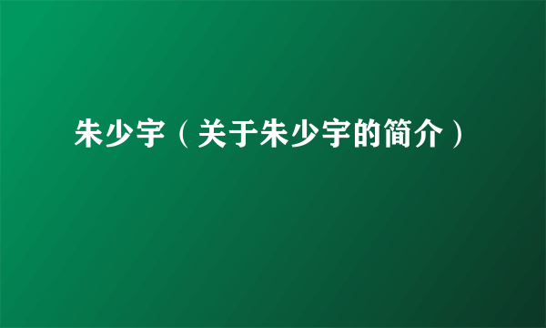 朱少宇（关于朱少宇的简介）