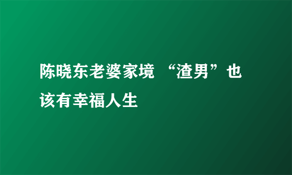 陈晓东老婆家境 “渣男”也该有幸福人生