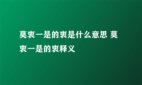 莫衷一是的衷是什么意思 莫衷一是的衷释义