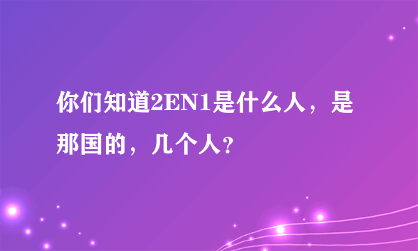 你们知道2EN1是什么人，是那国的，几个人？