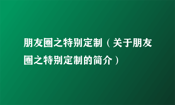 朋友圈之特别定制（关于朋友圈之特别定制的简介）