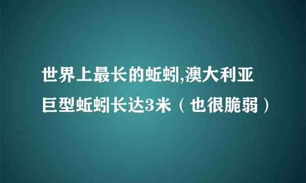 世界上最长的蚯蚓,澳大利亚巨型蚯蚓长达3米（也很脆弱）