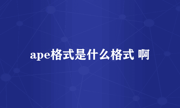 ape格式是什么格式 啊