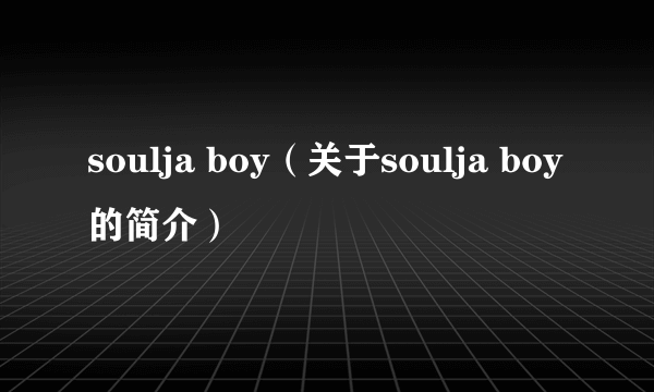 soulja boy（关于soulja boy的简介）