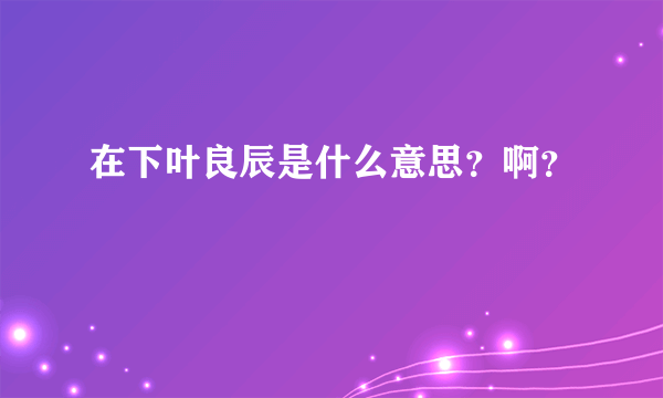 在下叶良辰是什么意思？啊？