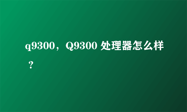 q9300，Q9300 处理器怎么样 ？