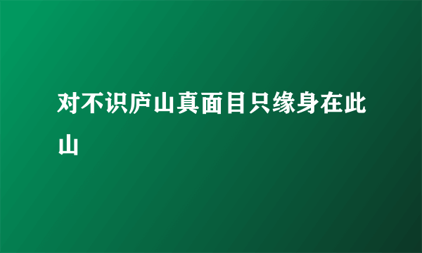 对不识庐山真面目只缘身在此山