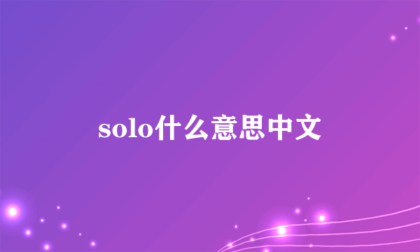 solo什么意思中文