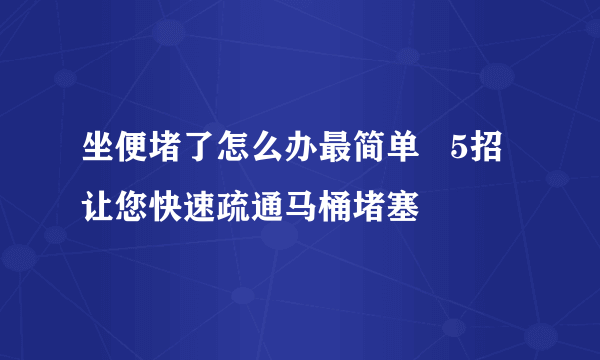 坐便堵了怎么办最简单   5招让您快速疏通马桶堵塞