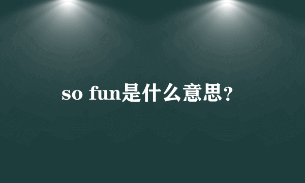 so fun是什么意思？