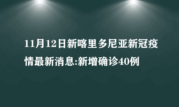 11月12日新喀里多尼亚新冠疫情最新消息:新增确诊40例