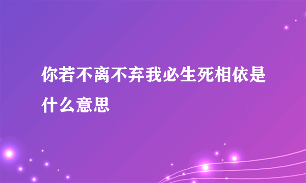 你若不离不弃我必生死相依是什么意思