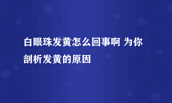 白眼珠发黄怎么回事啊 为你剖析发黄的原因