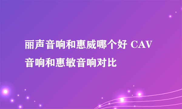 丽声音响和惠威哪个好 CAV音响和惠敏音响对比