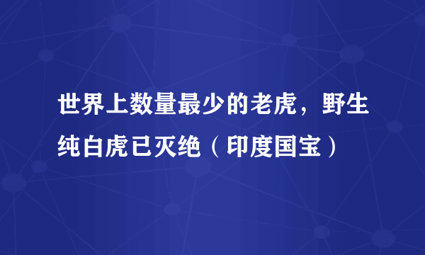 世界上数量最少的老虎，野生纯白虎已灭绝（印度国宝）