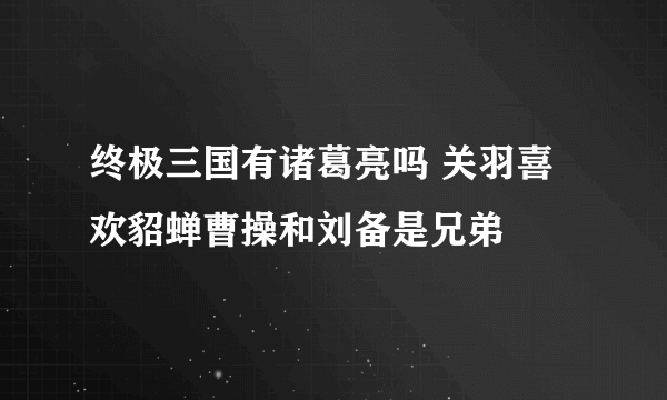 终极三国有诸葛亮吗 关羽喜欢貂蝉曹操和刘备是兄弟