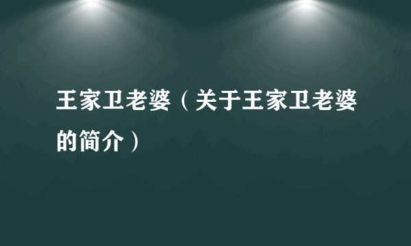 王家卫老婆（关于王家卫老婆的简介）