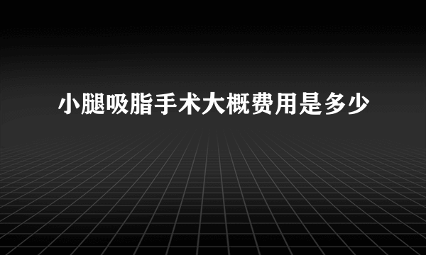 小腿吸脂手术大概费用是多少